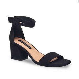 French Connection Texas ankle Strap black suede sandal